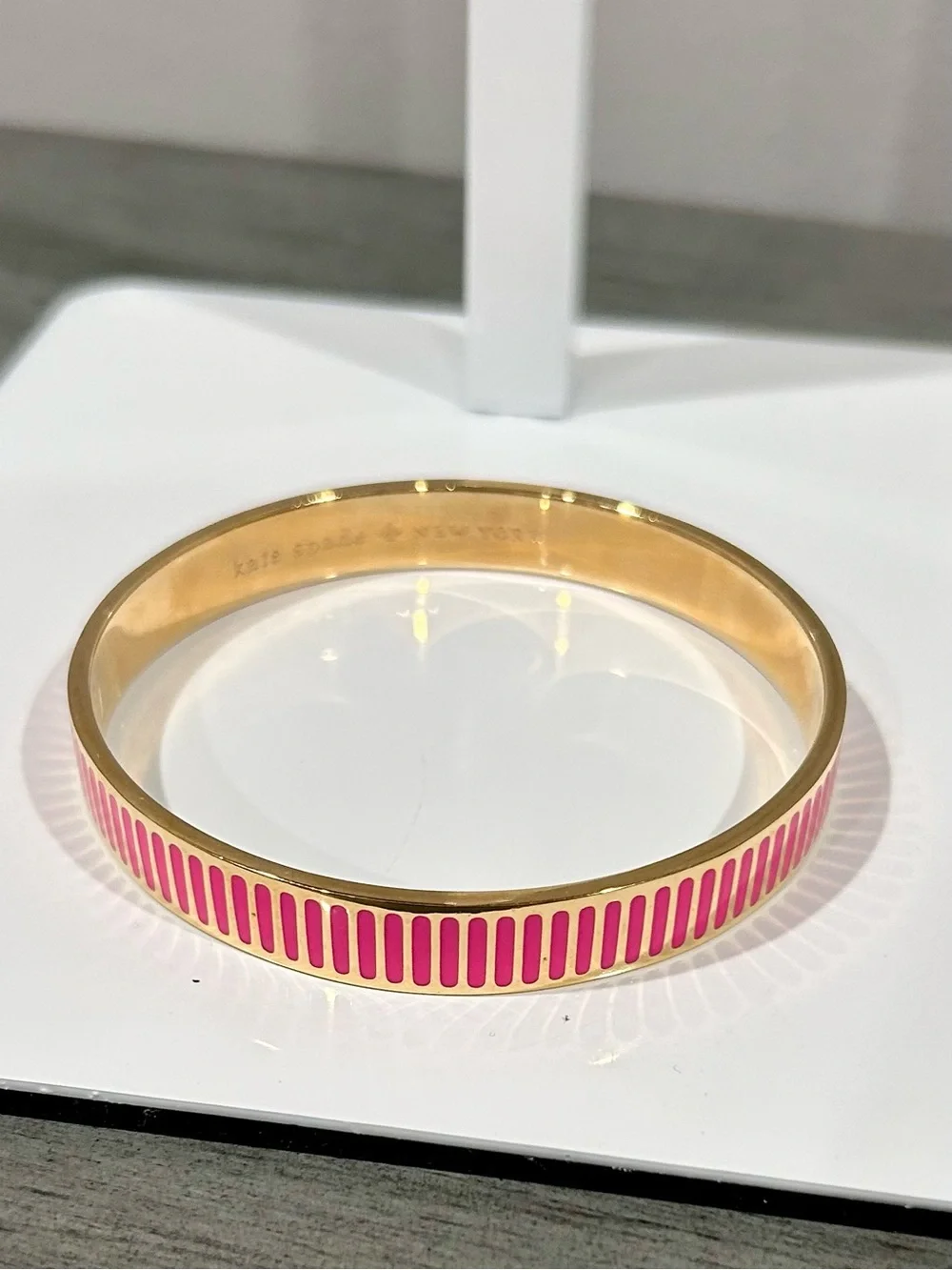 Kate Spade Gold-Tone Pink Enamel Bangle Bracelet